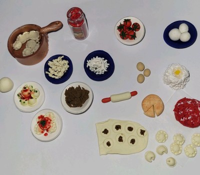 Dollhouse Pasta Prep Ravioli Tortellini Spiral Sauce Cheese Dough Boil Pot