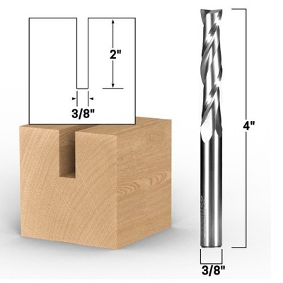 3/8'' Diameter 2 Flute Upcut Endmill CNC Router Bit 3/8'' Shank Yonico 31298-SC