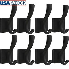Heavy Duty Towel Hook Wall Mount Aluminum Double Hook Coats Bags Towels New