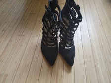Guess Black Caged Heels Size 10, 4.5 Inch Hee...