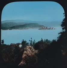 Photograph ITALY ORTA LAKE C1890 Magic Lantern Slide HAND TINTED