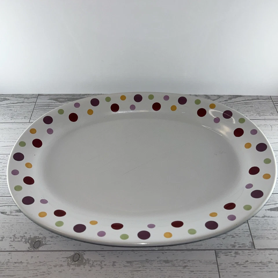 Pampered Chef Simple Additions Dots Oval Platter #2083 13.5" X 9.5" Used - Image 2 of 4
