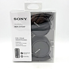 NEW Sony MDR-ZX110AP On-Ear Wired Headphones w/ In-Line Mic Black