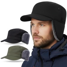 2 Pcs Men's Waterproof Winter Hat with Visor Warm Earflaps Winter Trapper Hat...