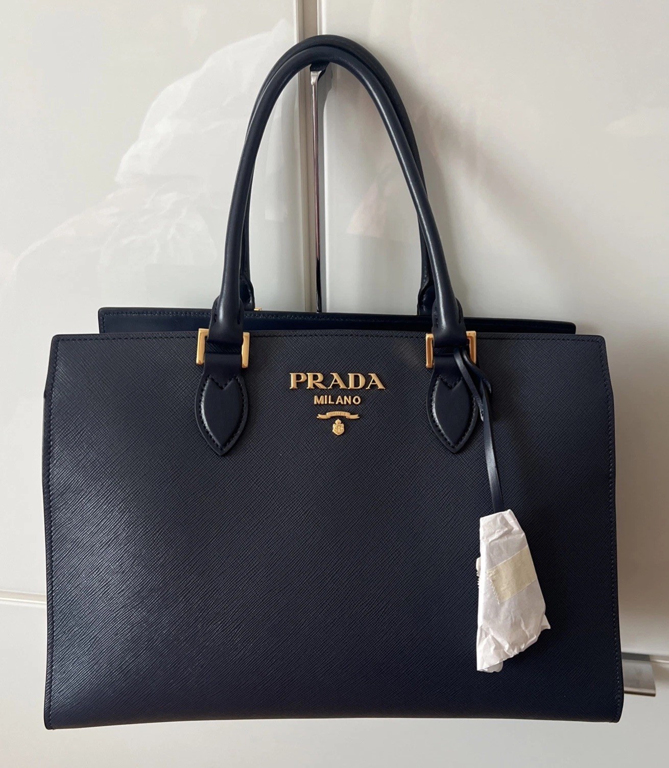 Authentic Prada Baltic Blue Saffiano Leather Bag -...