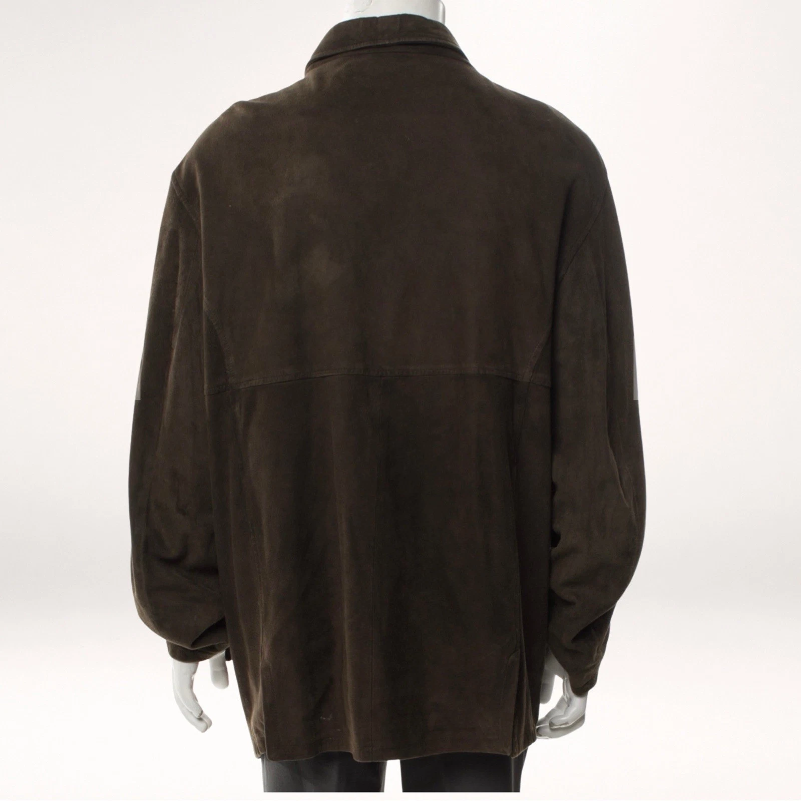Vintage 90s Giorgio Armani Le Collezioni Brown Suede Leather Jacket Coat 44 image 2