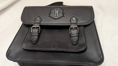 Official Netflix Wednesday Addams Nevermore Academy Crest Satchel Bag Black EUC