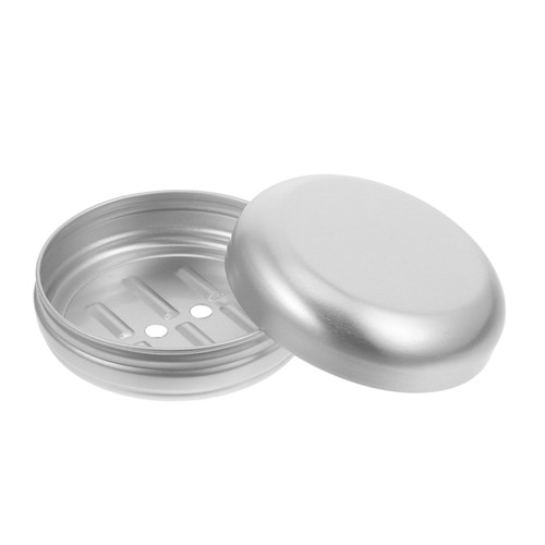 Round Aluminum Box Soap Hand Holder Travel Tray Bathroom Containers - Picture 12 of 12