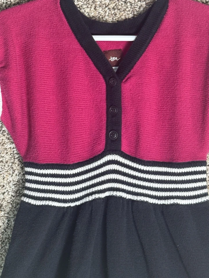 Tea Collection Girls Sz 5 Colorblock Knit Sweater Dress Multicolor Retro Mod - Image 2 of 4