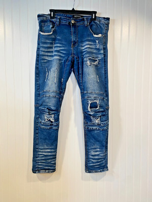 Encrypted Jeans Men's Size 38x32 Fit  Denim Pants Hustle Distressed Streetwear
