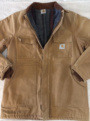Carhartt Artic Jacket Brown Blanket Lined Chore Barn Men s Large Vintage Work