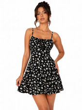 Womens Floral Mini Dress V Neck Cami Strap Summer Sundress Ladies Holiday Party