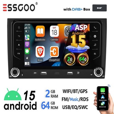 DAB+ Android 15 Autoradio CarPlay Navi WiFi Für Audi A4 8E B6 B7 SEAT EXEO 64GB