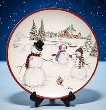 1 Williams Sonoma Snowman Dinner Plate 10.75" NEW Christmas Holiday