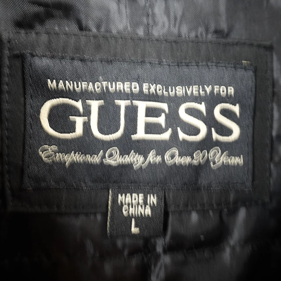 Chaqueta Guess Para Hombre L Negra Cremallera Completa Acolchada Forrada Ligera Softshell Abrigo Gótico Foto 3 de 4
