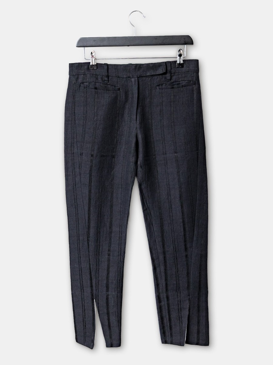Ann Demeulemeester black striped cropped jacquard pants, FR36, XS