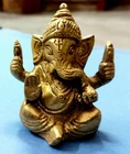 Lovely Brass Ganesh Statue 250g Sculpture Taj Ganesha Lord Hindu God Gift Temple