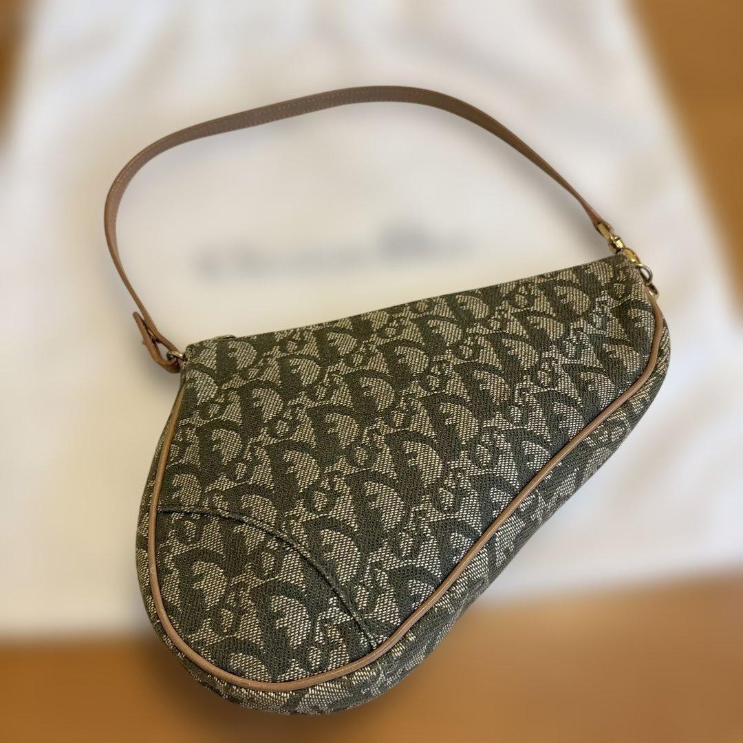 Auth Christian Dior 2001 Trotter Saddle Bag Accessory Pouch Canvas Brown t77