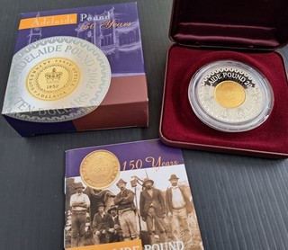 2002 Australia 150 Years Adelaide Pound 60.5g Silver (.999) Proof $10 Coin