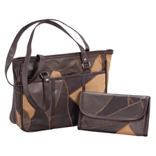 Patchwork Leather 2-Piece Handbag Set