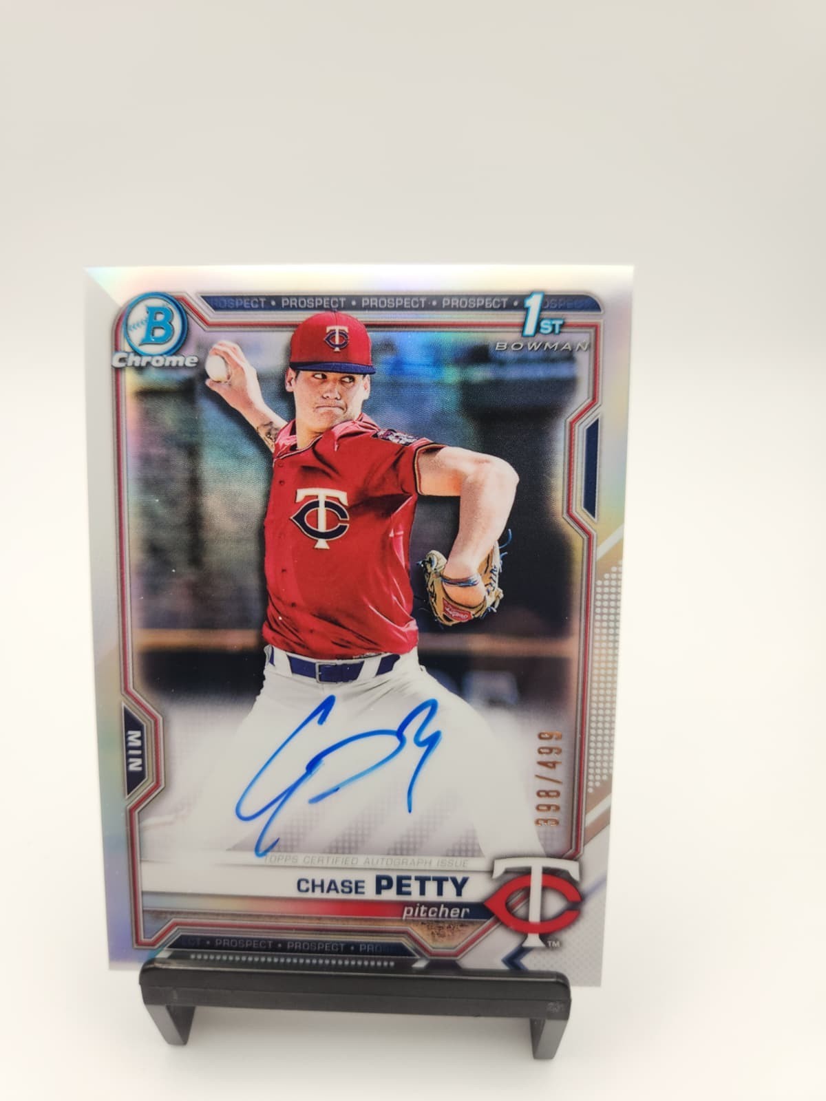 2021 Bowman Chrome Chase Petty 1st Auto Refractor /499 Twins