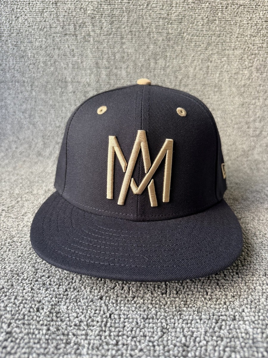 New Era Monogram 59FIFTY Fitted Black Tan Size 7 Flat Brim Hat