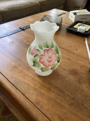 Vintage Milk Glass Hand Painted Floral Chimney Lamp Shade