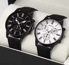 MSCXDK Brand 2PCS Set Couple Fashion Casual Leather Watches Ladies Simple Dial