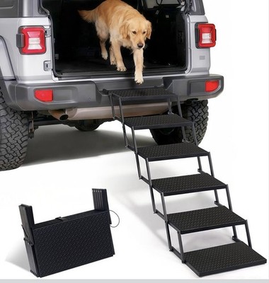 Foldable Dog Car Steps - Upgraded Non-Slip Pet Stairs for Large Dogs, 6 Steps