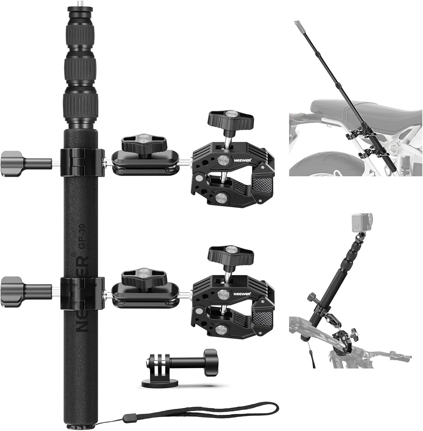 Motorcycle Camera Mount Kit,Bicycle Handlebar Invisible Selfie Stick,Dual Ball..