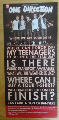 ONE DIRECTION Where we are tour 2014 concert instruction flyer Harry Styles