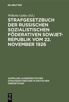 Strafgesetzbuch Der Russischen Sozialistischen FöDerativen Sowjet-Republik Vom 2