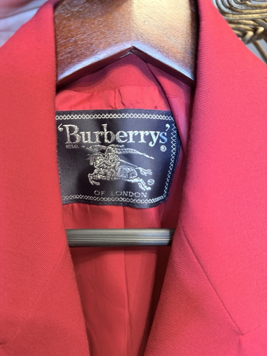 Blazer vintage Burberrys chaqueta para mujer roja lana manga larga botones dorados talla 6