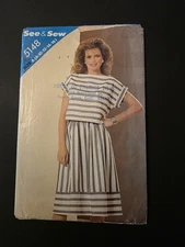 See & Sew Pattern 5148 Misses' Very Loose-Fitting Pullover Top & Skirt Uncut.