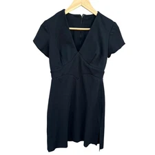 Elegant Miss Vintage 50s Women's V-Neck Midi Little Black Dress Size MEDIUM