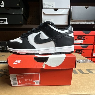 Nike Dunk Low White Black Panda Pre School Size 1Y Youth Little Kids CW1588-100