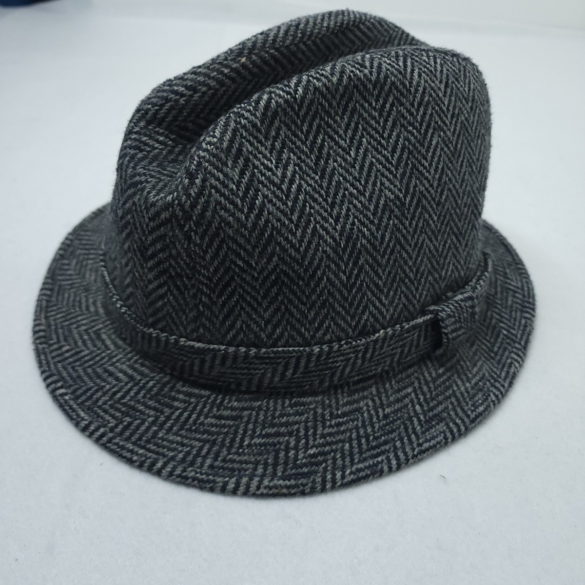 Vintage Dorfman Pacific Herringbone Wool Blend Gray Fedora  display picture 3