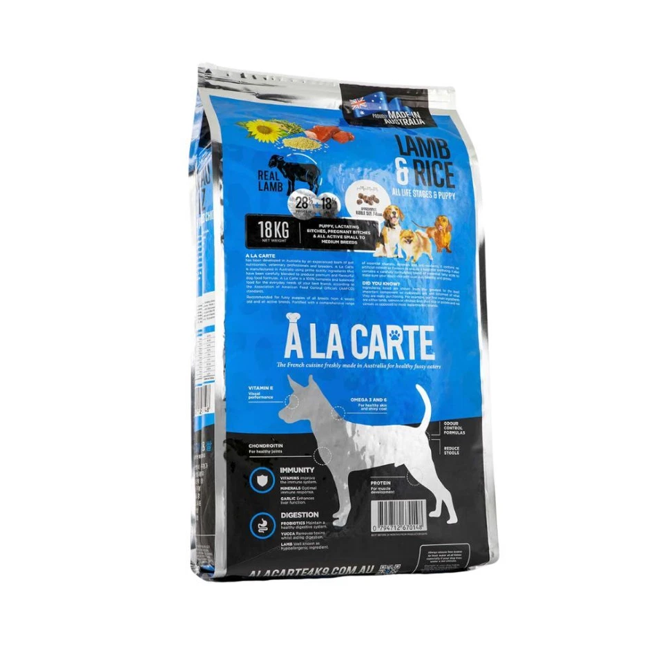 A La Carte Lamb & Rice All Life Stages Puppy dry dog food 18kg - image 4 of 4