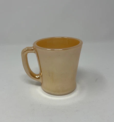 VTG Fire King Oven Ware Peach Luster D Handle Coffee Cup Mug Mid Century 1950s