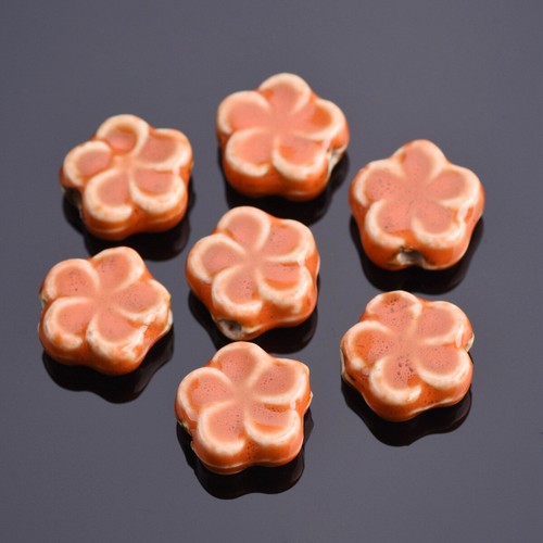 10pcs 16mm Fancy Glaze Flower Handmade Ceramic Porcelain Loose Beads DIY Jewelry - Picture 10 of 14