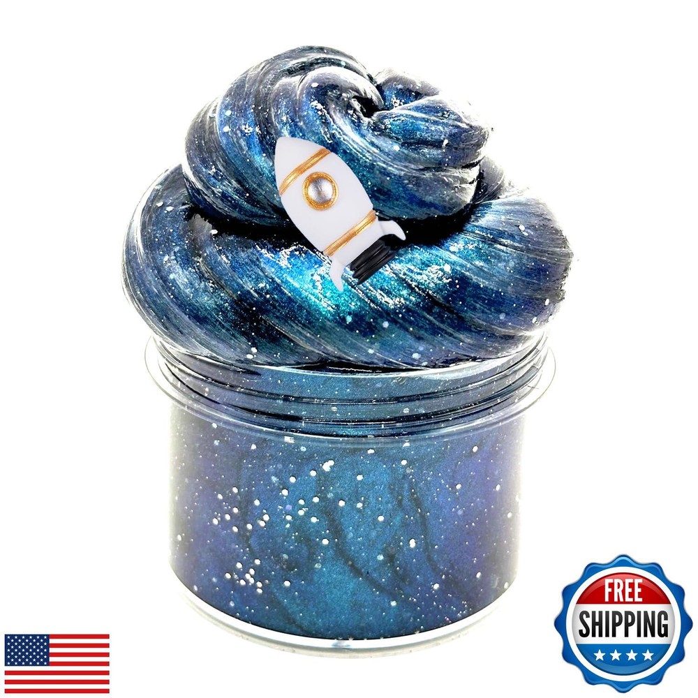 Galaxy Glitter Slime Kit with Dark Blue Galaxy Slime in Various Shapes and Textures