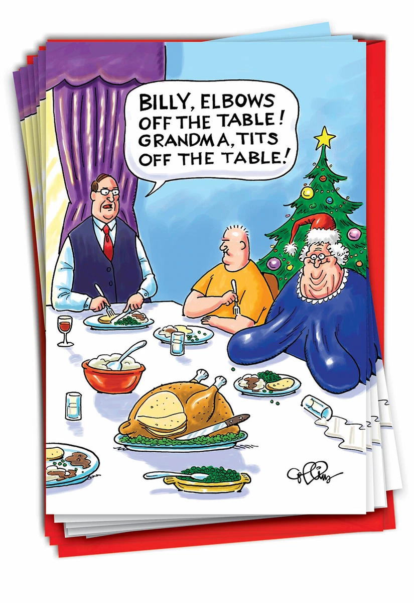B5743 Set Of 12 Tits Off the Table Christmas Funny Greeting Cards  stationery | eBay