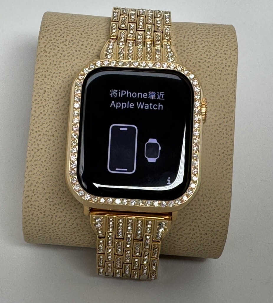 24k Solid Gold Diamond Band for Apple Watch Series