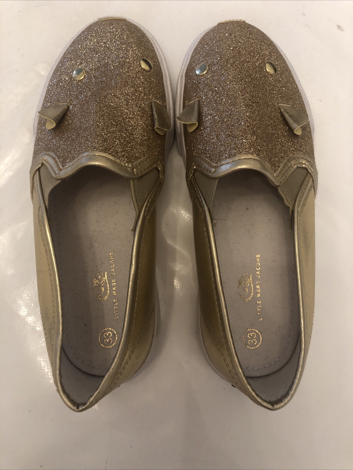 Little Marc Jacobs Girls Gold Glitter Mouse Shoe Size 33 (uk1) image 5