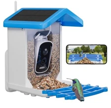 Smart AI Recognition Bird Feeder Solar Charging Waterproof Ultra Wide HD Res. 