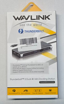 WAVLINK Thunderbolt 3 Docking Station USB 3.0 Gigabit Dual 4K Dock UTD05