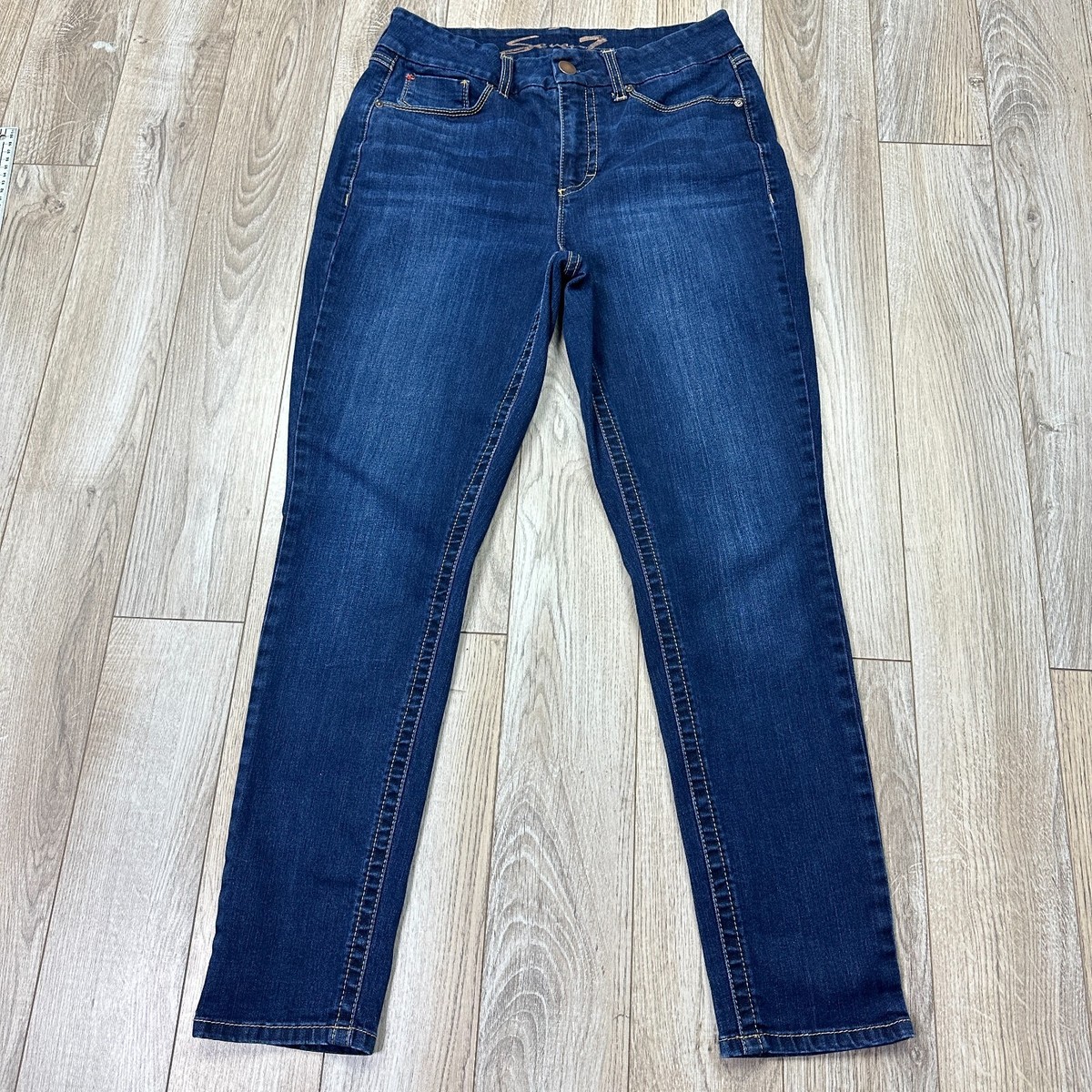 seven jeans womens 10 tummyless high rise skinny blue stretch