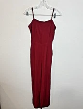 NWT Abercrombie & Fitch High Neck Back Bow Tie Knot Jumpsuit Burgundy Small Tall