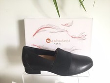 New Clarks Leather Comfort Flats Loafers Black Size 6