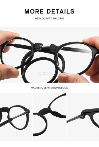 NEW AU Magnetic Attraction Circle Frame Reading Glasses Fold Hanging Neck Reader - Picture 5 of 12